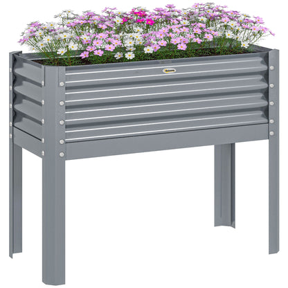 Raised Bed, Raised Planter Box, Cold Frame made of Steel, Herb Bed, Planter Box for Garden, Balcony, Gray, 100 x 45 x 80 cm