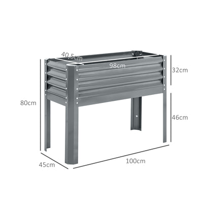 Raised Bed, Raised Planter Box, Cold Frame made of Steel, Herb Bed, Planter Box for Garden, Balcony, Gray, 100 x 45 x 80 cm