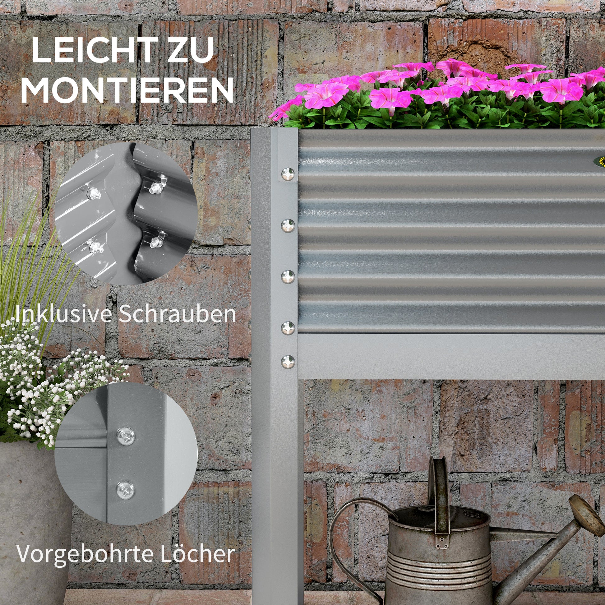 Raised Bed, Raised Planter Box, Cold Frame made of Steel, Herb Bed, Planter Box for Garden, Balcony, Gray, 100 x 45 x 80 cm