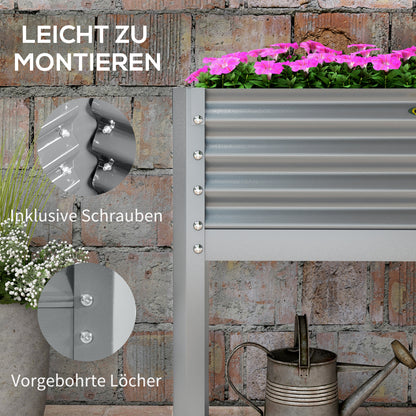 Raised Bed, Raised Planter Box, Cold Frame made of Steel, Herb Bed, Planter Box for Garden, Balcony, Gray, 100 x 45 x 80 cm