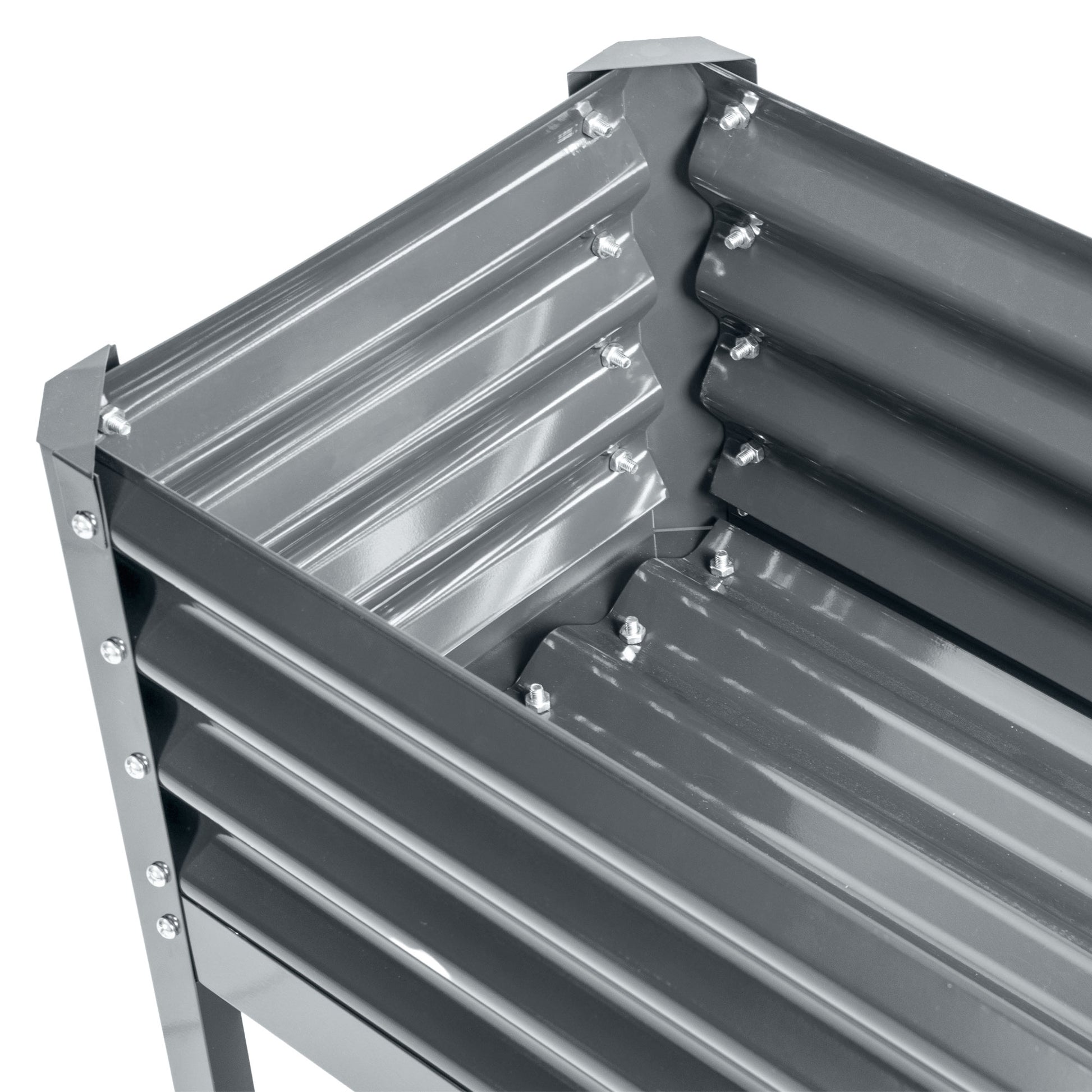 Raised Bed, Raised Planter Box, Cold Frame made of Steel, Herb Bed, Planter Box for Garden, Balcony, Gray, 100 x 45 x 80 cm