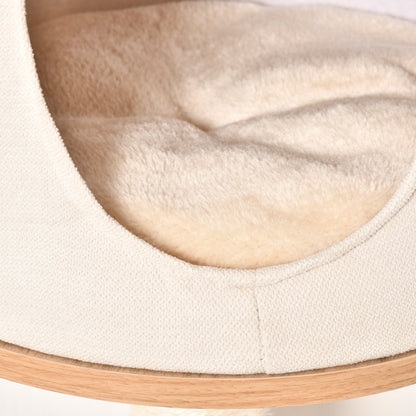 Wall-Mounted Cat Tree 38x30x149 cm with Multiple Wooden Platforms, Cave, Top Bed, Removable Cushion, Sisal Scratching Posts, Climbing Tower - Beige and Oak