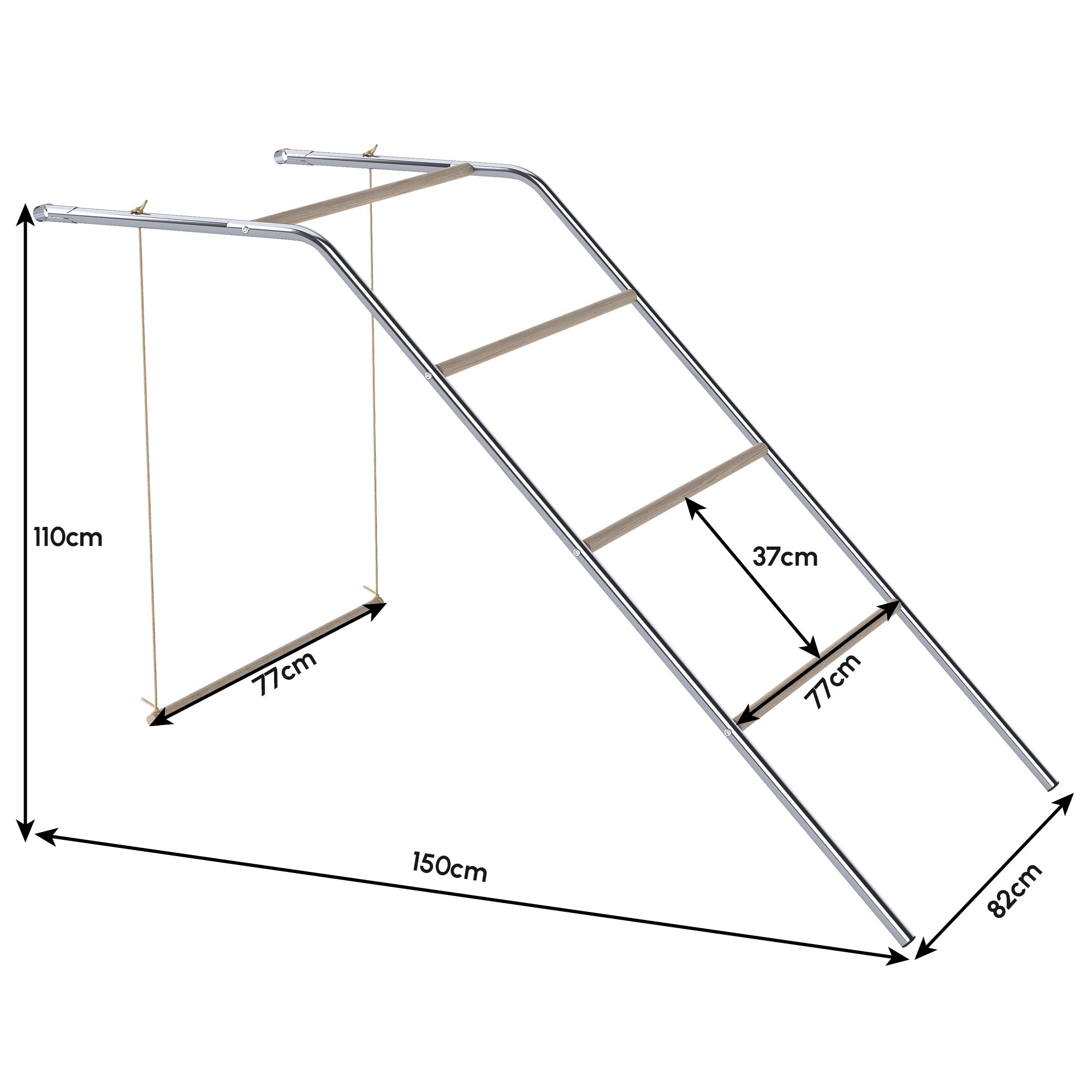 Wooden Chicken Play Park with Perches, Adjustable Swing & Climbing Frame for 4–6 Hens, Silver