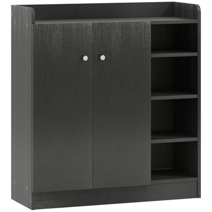 2-Door Shoe Cabinet Slim Shoe Rack with Adjustable Shelves for 12 Pairs of Shoes for Hallway Entryway 83x30x90 cm Black
