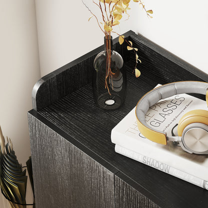 2-Door Shoe Cabinet Slim Shoe Rack with Adjustable Shelves for 12 Pairs of Shoes for Hallway Entryway 83x30x90 cm Black