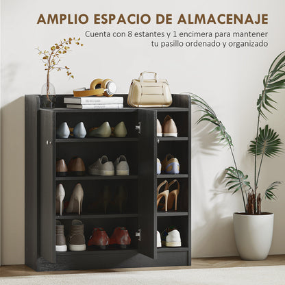 2-Door Shoe Cabinet Slim Shoe Rack with Adjustable Shelves for 12 Pairs of Shoes for Hallway Entryway 83x30x90 cm Black