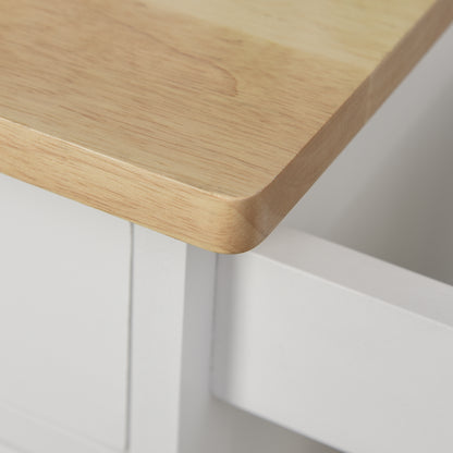 Service Trolley - kitchen trolley on wheels - drawer, cupboard, towel rack - dim. 63L x 45W x 86H cm - white wooden structure