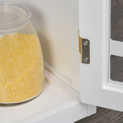 Service Trolley - kitchen trolley on wheels - drawer, cupboard, towel rack - dim. 63L x 45W x 86H cm - white wooden structure