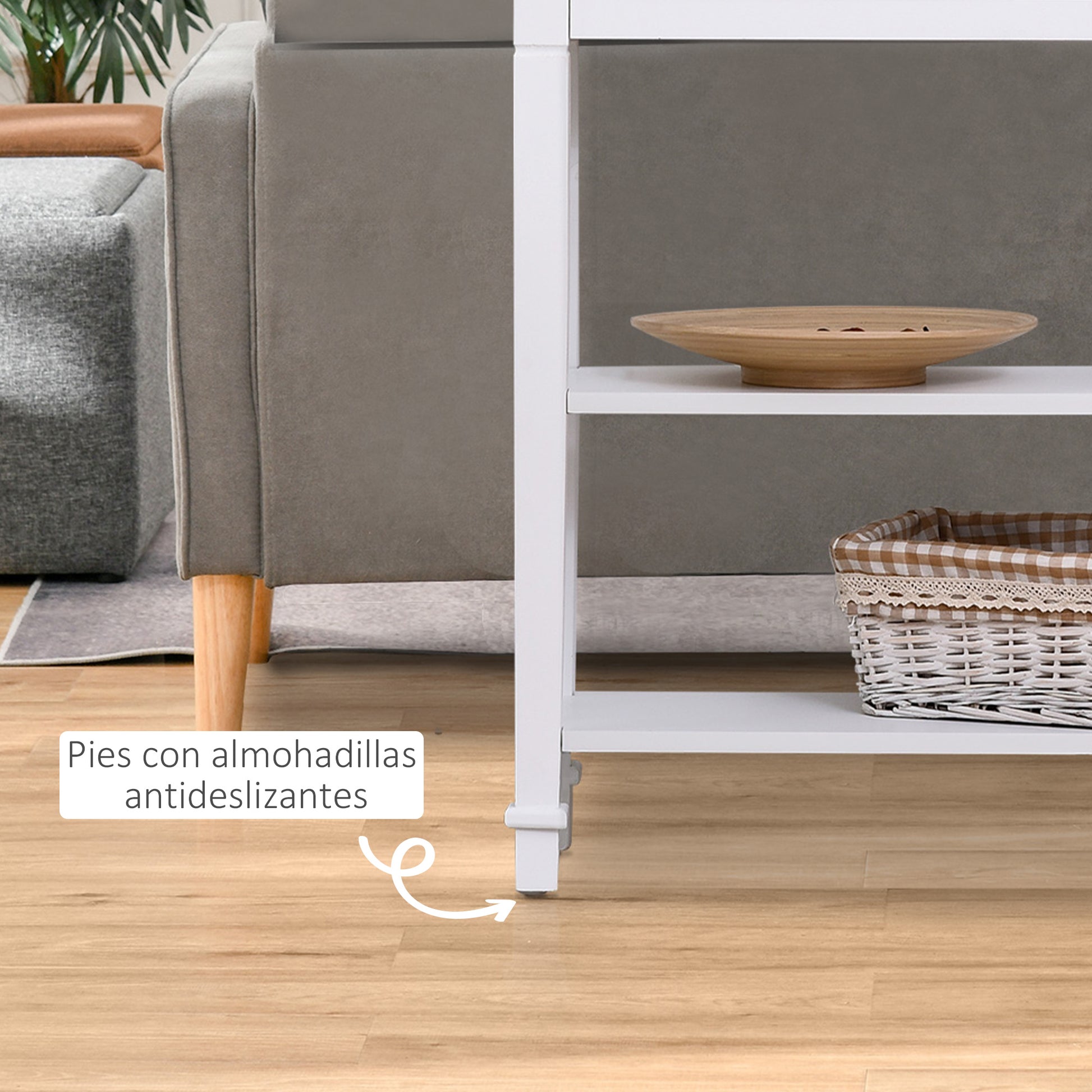 Multifunctional Console Table Side Table for Hallway Dining Room with 2 Shelves 1 Removable Drawer Retro Style Handle Pine 75.6x27.5x80.5 cm Natural Wood White