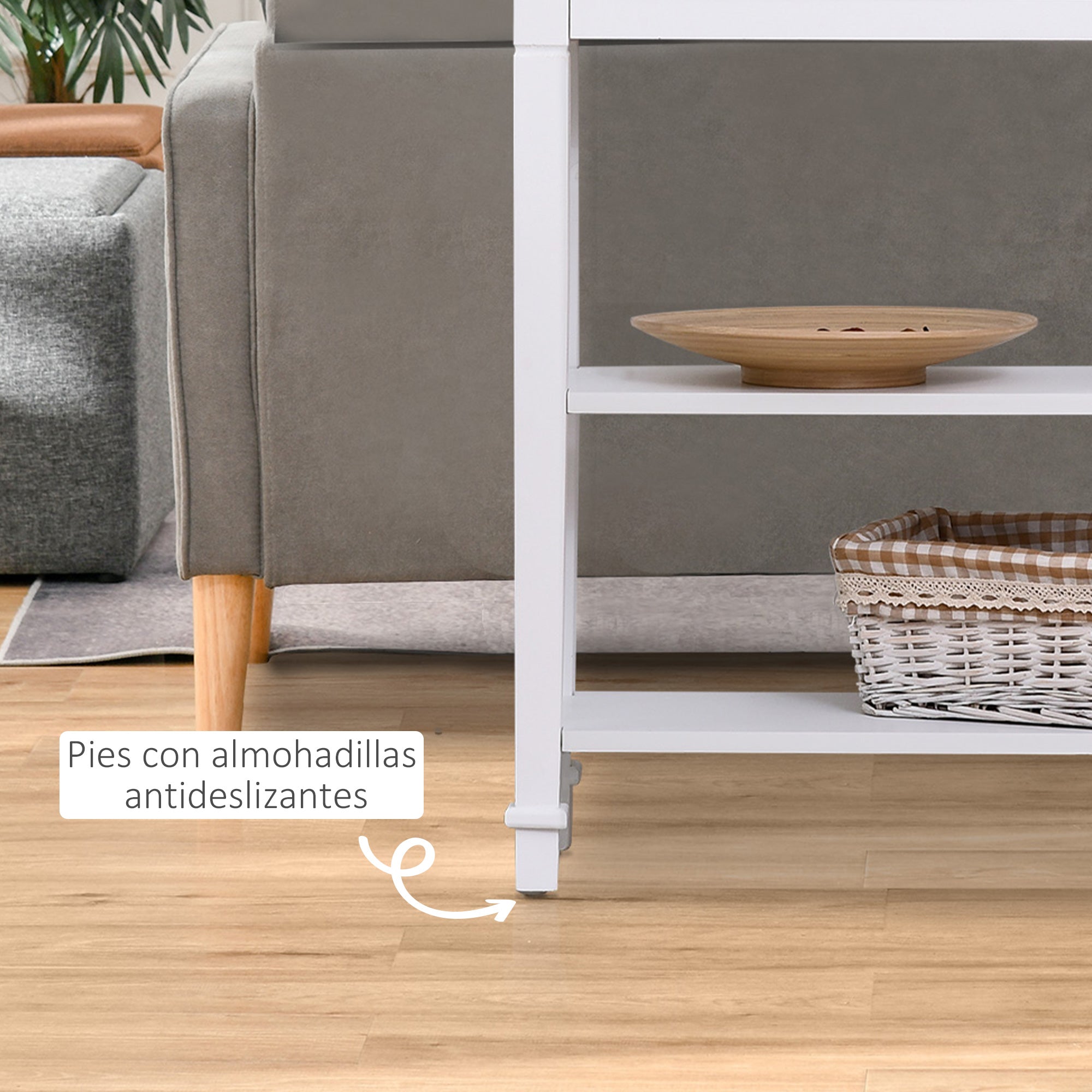 Multifunctional Console Table Side Table for Hallway Dining Room with 2 Shelves 1 Removable Drawer Retro Style Handle Pine 75.6x27.5x80.5 cm Natural Wood White