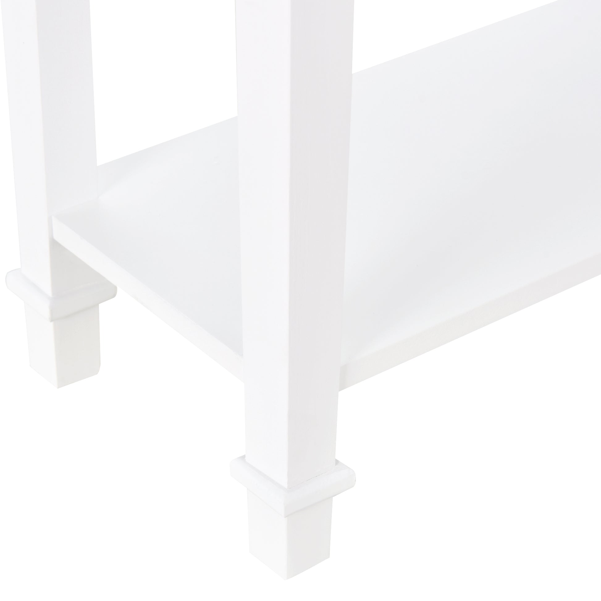 Multifunctional Console Table Side Table for Hallway Dining Room with 2 Shelves 1 Removable Drawer Retro Style Handle Pine 75.6x27.5x80.5 cm Natural Wood White
