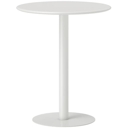 Dining Table, Round Kitchen Table for 2 People, Modern Dining Table for Living Room, Garden, Steel, Ø60 x 72 cm, White