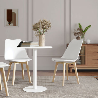 Dining Table, Round Kitchen Table for 2 People, Modern Dining Table for Living Room, Garden, Steel, Ø60 x 72 cm, White
