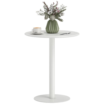Dining Table, Round Kitchen Table for 2 People, Modern Dining Table for Living Room, Garden, Steel, Ø60 x 72 cm, White