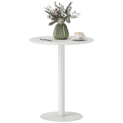 Dining Table, Round Kitchen Table for 2 People, Modern Dining Table for Living Room, Garden, Steel, Ø60 x 72 cm, White