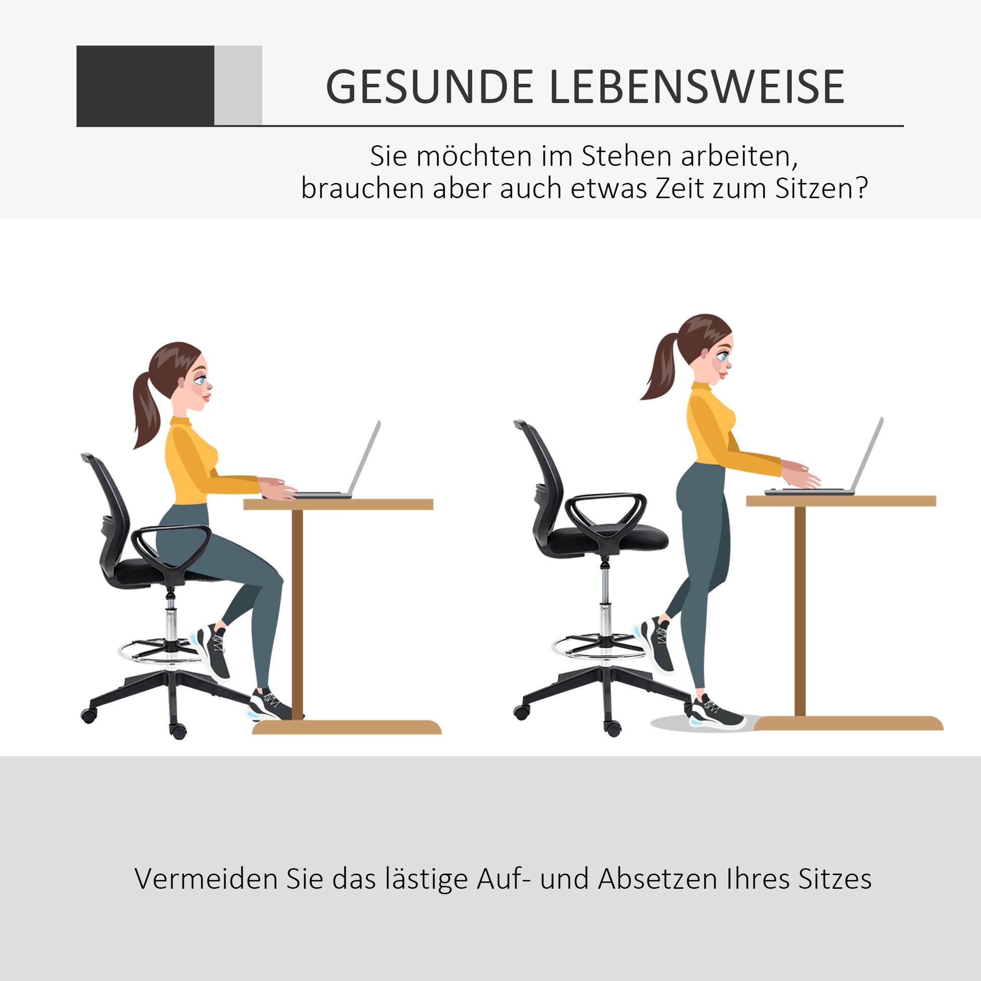 Office Chair Ergonomic Desk Chair with Armrests and Adjustable Foot Ring, Height Adjustable Swivel Chair with Mesh Upholstery Black