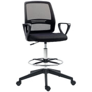 Office Chair Ergonomic Desk Chair with Armrests and Adjustable Foot Ring, Height Adjustable Swivel Chair with Mesh Upholstery Black