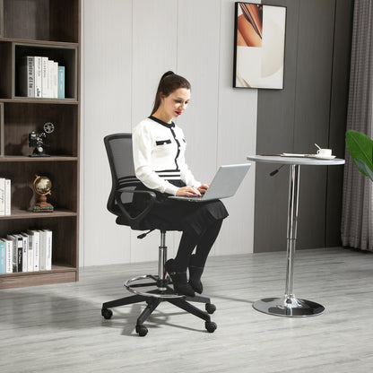 Office Chair Ergonomic Desk Chair with Armrests and Adjustable Foot Ring, Height Adjustable Swivel Chair with Mesh Upholstery Black