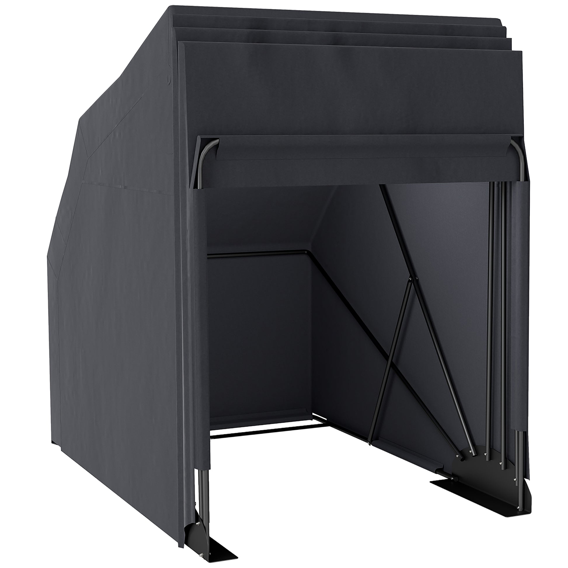 Motorcycle Cover Foldable Outdoor Motorcycle Cover with Window Waterproof Motorcycle Garage Oxford Fabric Motorcycle Tarp Cover for 2 Motorcycles Scooters 345cmx135cmx191cm Black