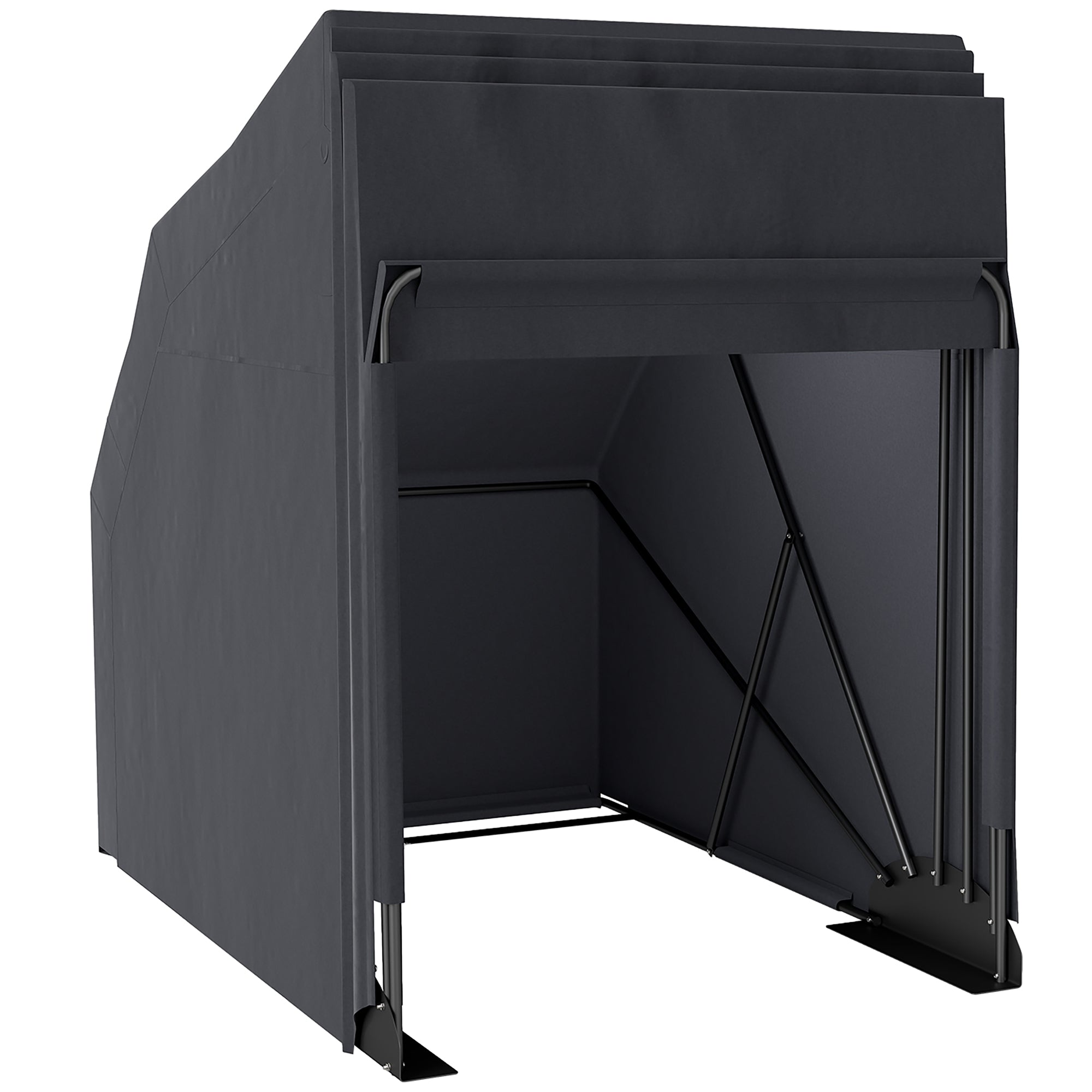 Motorcycle Cover Foldable Outdoor Motorcycle Cover with Window Waterproof Motorcycle Garage Oxford Fabric Motorcycle Tarp Cover for 2 Motorcycles Scooters 345cmx135cmx191cm Black