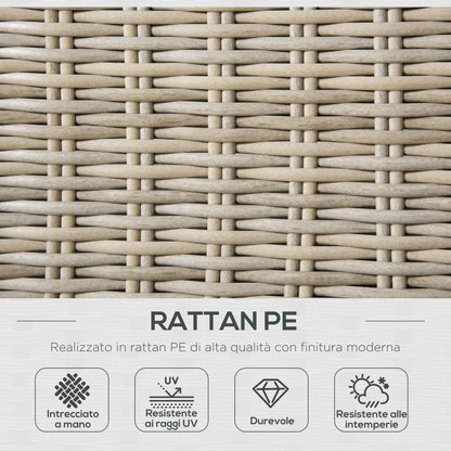 4-Piece PE Rattan Garden Furniture Set, Outdoor Lounge with 1 Sofa, 2 Armchairs, 1 Coffee Table and Removable Washable Cushions, Khaki and Beige