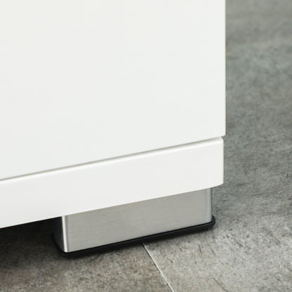 Bathroom Cabinet, Wooden Bathroom Cabinet with 2 Cabinets with Doors and 2 Open Shelves, Anti-Tipping Design, 80x33.5x190 cm, White