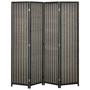4-Panel Room Divider 180 x 180 cm Bamboo Privacy Screen Partition Foldable Room Separator Standing Wall for Living Room Brown