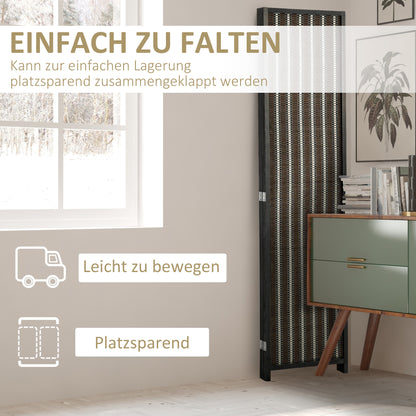 4-Panel Room Divider 180 x 180 cm Bamboo Privacy Screen Partition Foldable Room Separator Standing Wall for Living Room Brown