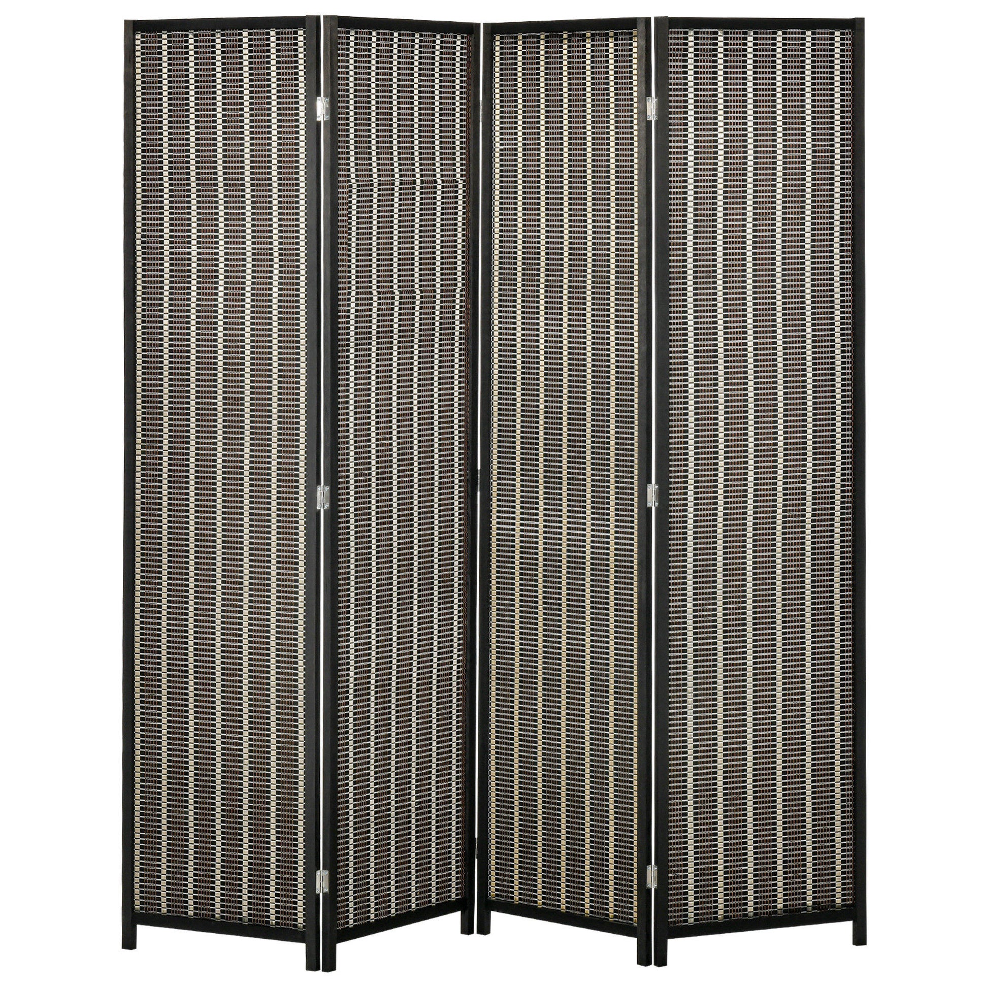 4-Panel Room Divider 180 x 180 cm Bamboo Privacy Screen Partition Foldable Room Separator Standing Wall for Living Room Brown