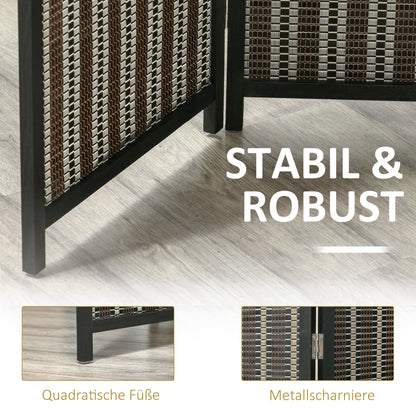 4-Panel Room Divider 180 x 180 cm Bamboo Privacy Screen Partition Foldable Room Separator Standing Wall for Living Room Brown