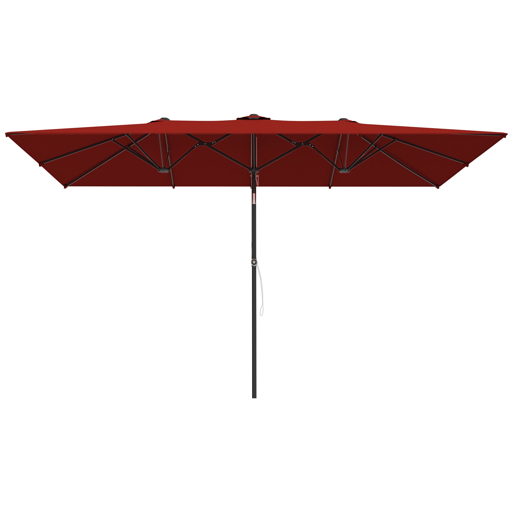 Double Rectangular Patio Umbrella, 5' x 9.7' (59" x 116"), Adjustable Height & Tilt, Wine Red