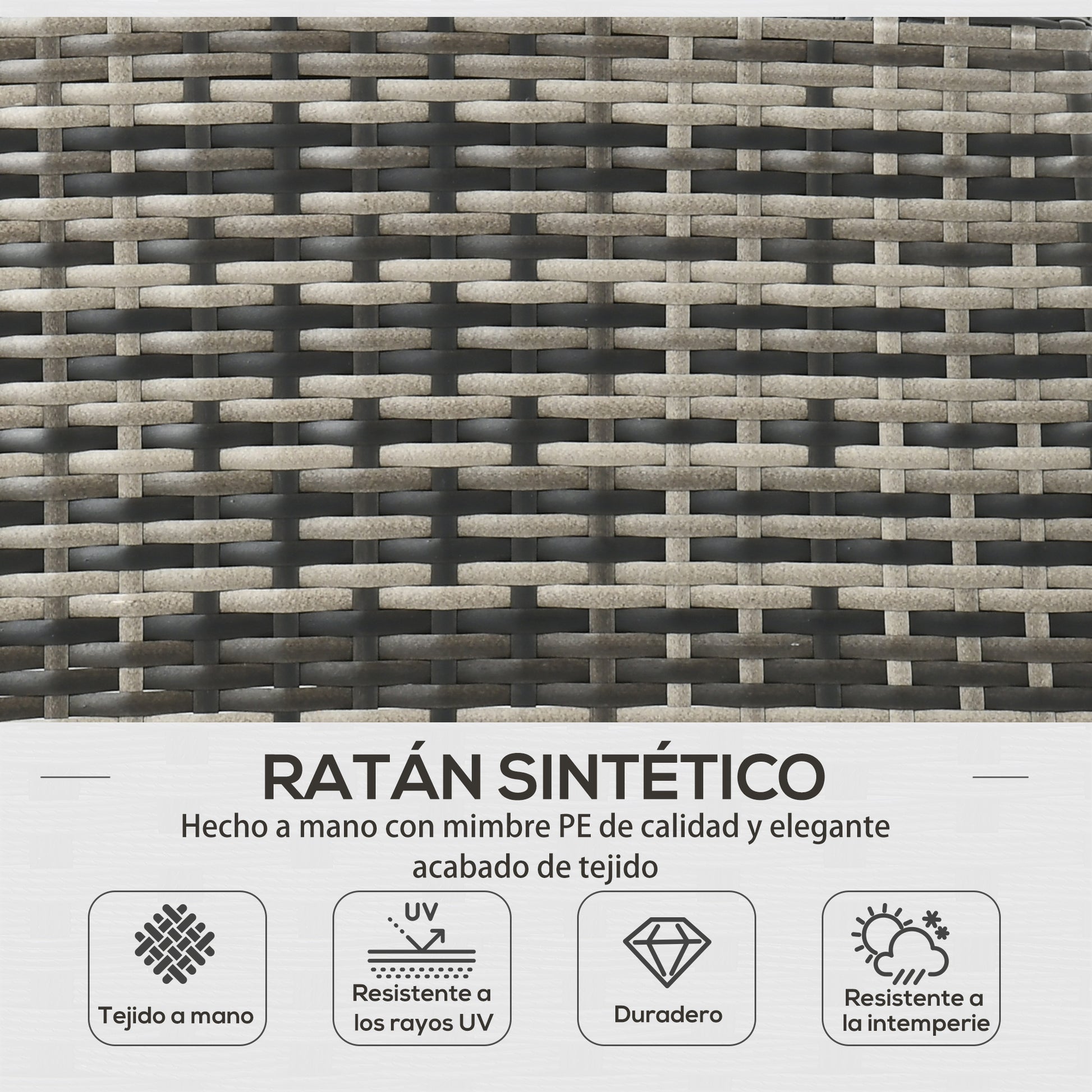 6-Piece Outdoor Rattan Garden Furniture Set with 3-Seater Sofa Armchairs Cushions Stools and Coffee Table for Patio Gray