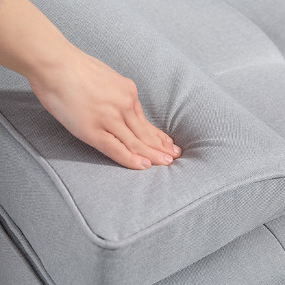 Sofa Bed, 3-Seater Sofa, Futon Bed with Foldable Table, Fabric Sofa with Linen Look, Sleeper Couch with Cup Holder, in Scandinavian Design, Holds up to 250 kg, Light Gray