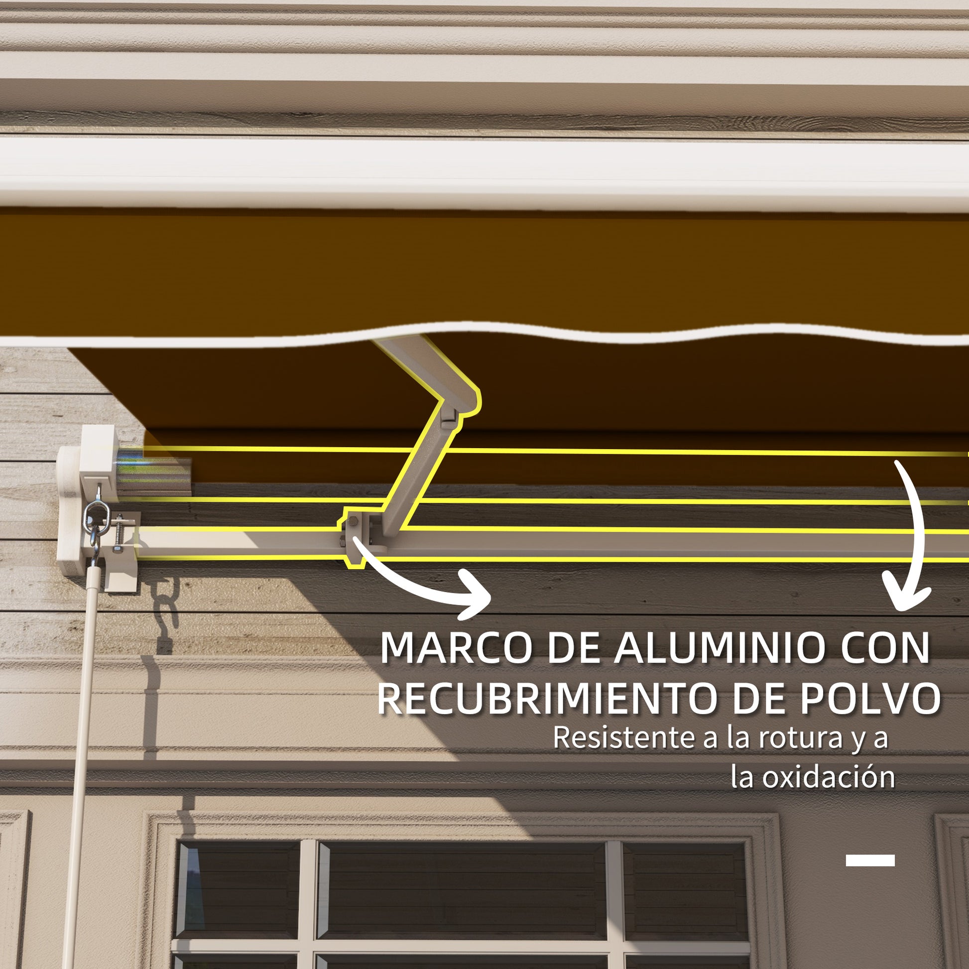 Retractable Manual Awning 3x2.5 m Balcony Awning with Waterproof and Anti-UV Metal Crank Outdoor Roll-Up Awning for Garden Terrace Windows Brown