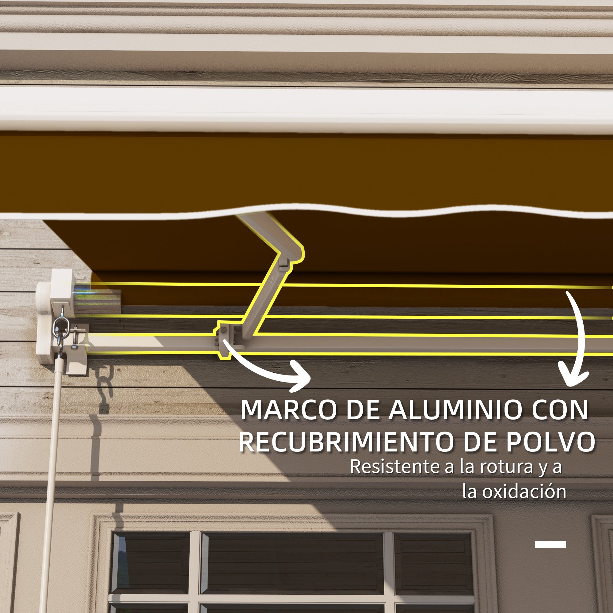 Retractable Manual Awning 3x2.5 m Balcony Awning with Waterproof and Anti-UV Metal Crank Outdoor Roll-Up Awning for Garden Terrace Windows Brown