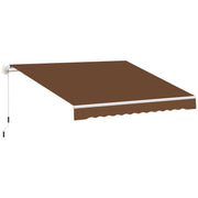 Retractable Manual Awning 3x2.5 m Balcony Awning with Waterproof and Anti-UV Metal Crank Outdoor Roll-Up Awning for Garden Terrace Windows Brown