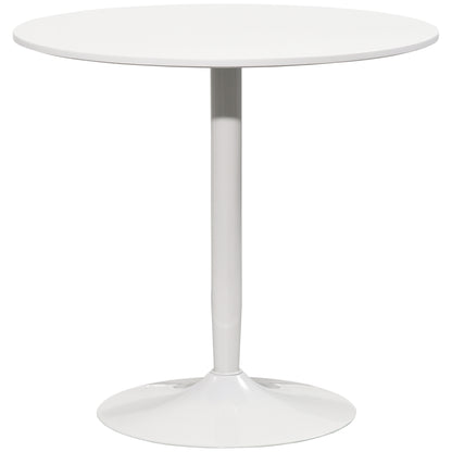 Dining Table, Round Kitchen Table, Modern Dining Table for 2 Persons, Bar Table with Steel Base, Non-Slip Footrest, Coffee Table for Living Room, Ø80 x 75 cm, White