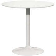 Dining Table, Round Kitchen Table, Modern Dining Table for 2 Persons, Bar Table with Steel Base, Non-Slip Footrest, Coffee Table for Living Room, Ø80 x 75 cm, White