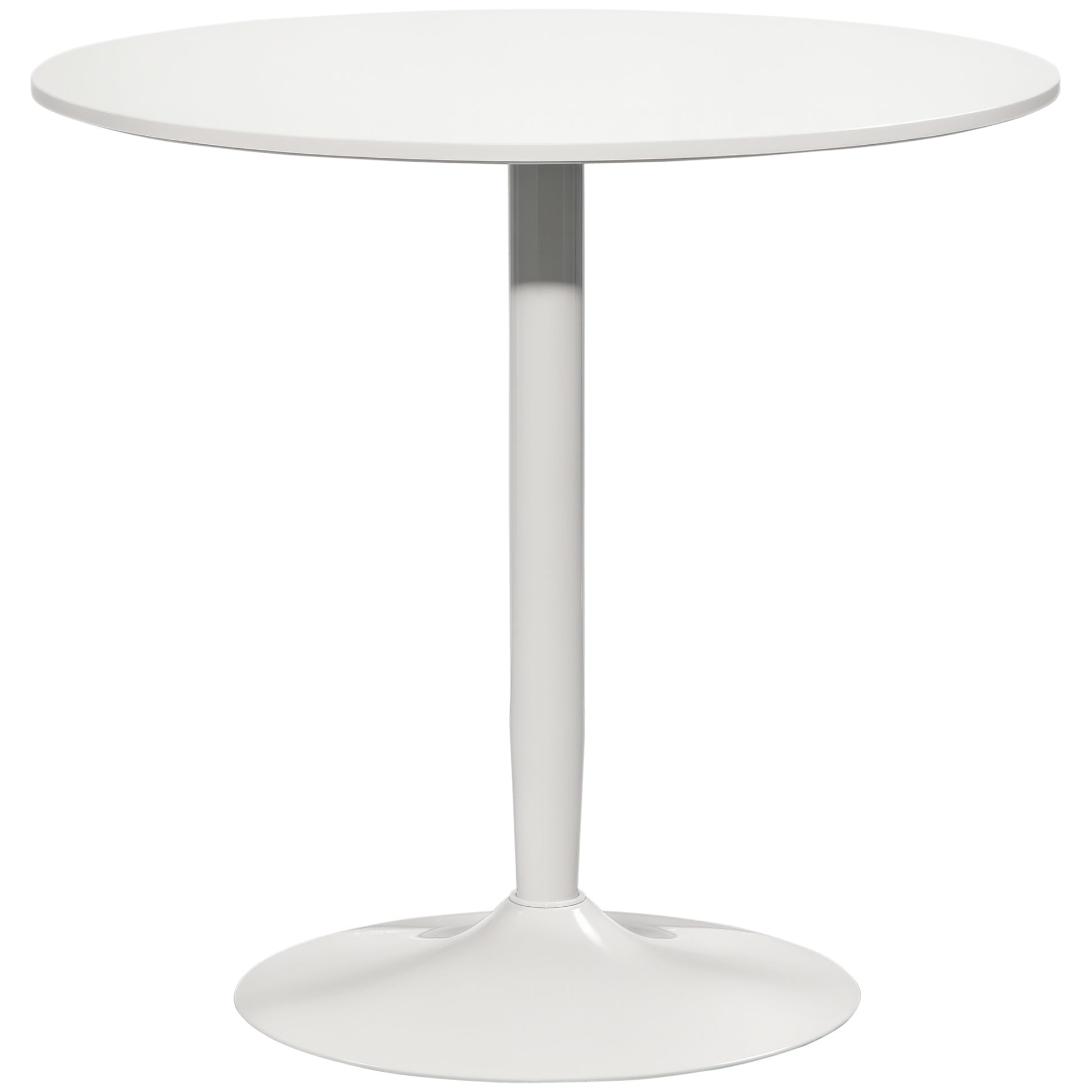 Dining Table, Round Kitchen Table, Modern Dining Table for 2 Persons, Bar Table with Steel Base, Non-Slip Footrest, Coffee Table for Living Room, Ø80 x 75 cm, White