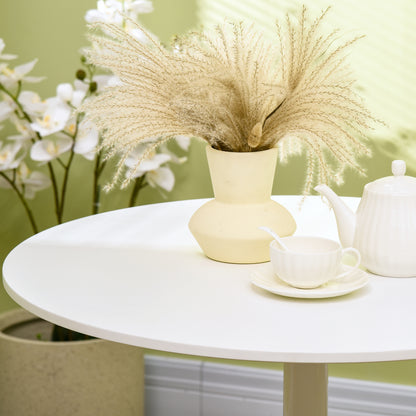 Dining Table, Round Kitchen Table, Modern Dining Table for 2 Persons, Bar Table with Steel Base, Non-Slip Footrest, Coffee Table for Living Room, Ø80 x 75 cm, White