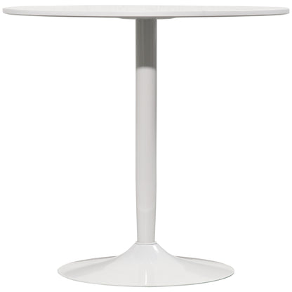 Dining Table, Round Kitchen Table, Modern Dining Table for 2 Persons, Bar Table with Steel Base, Non-Slip Footrest, Coffee Table for Living Room, Ø80 x 75 cm, White