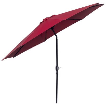 Garden Umbrella Ø295x250 cm with Crank, Outdoor Sunshade with Tilt Mechanism and Detachable Metal Post for Patio Pool Wine Red