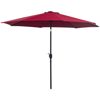 Garden Umbrella Ø295x250 cm with Crank, Outdoor Sunshade with Tilt Mechanism and Detachable Metal Post for Patio Pool Wine Red