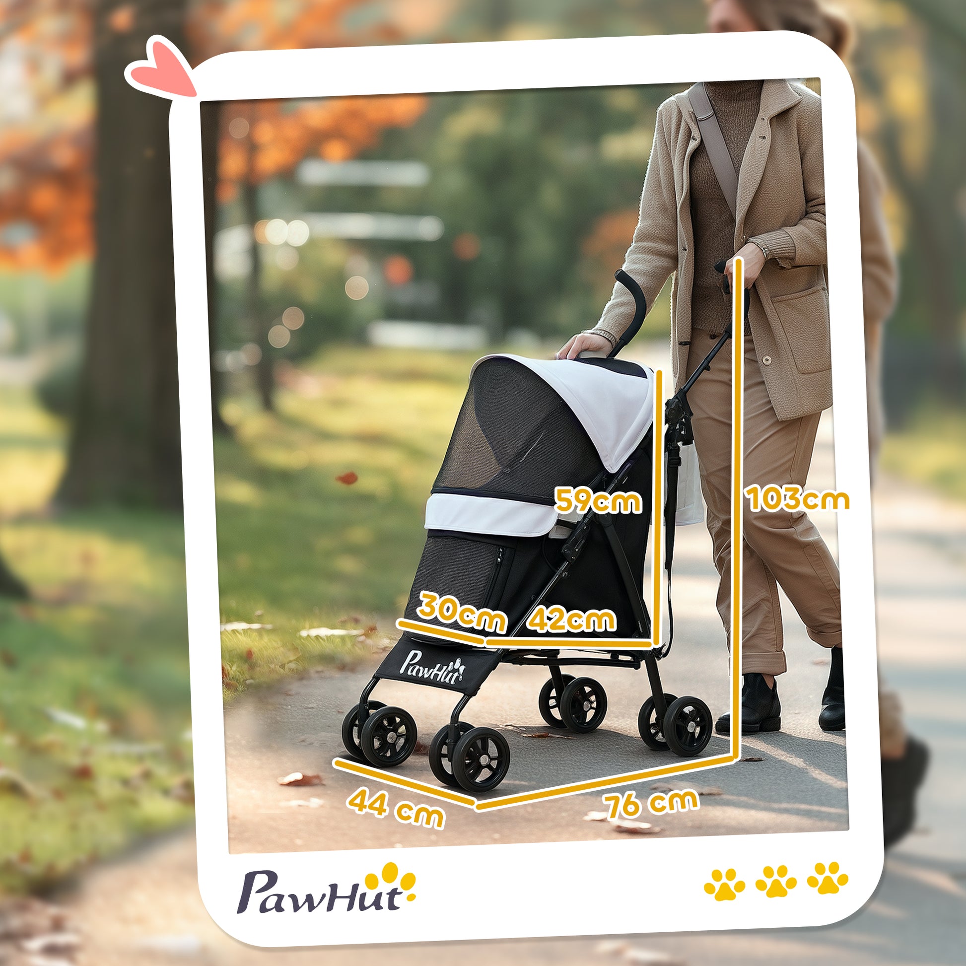 Dog Stroller Pet Stroller Foldable for Dogs & Cats Cat Stroller with Mesh Windows, Shoulder Strap, Storage Bag, Cup Holder Umbrella Cat Carriage Light Grey