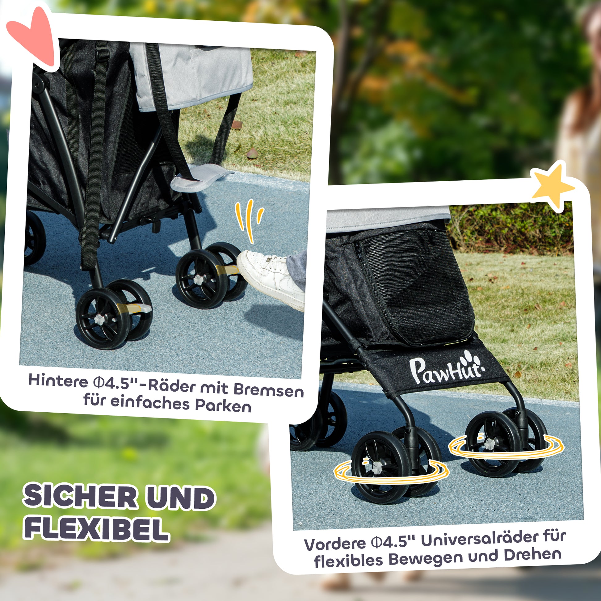 Dog Stroller Pet Stroller Foldable for Dogs & Cats Cat Stroller with Mesh Windows, Shoulder Strap, Storage Bag, Cup Holder Umbrella Cat Carriage Light Grey