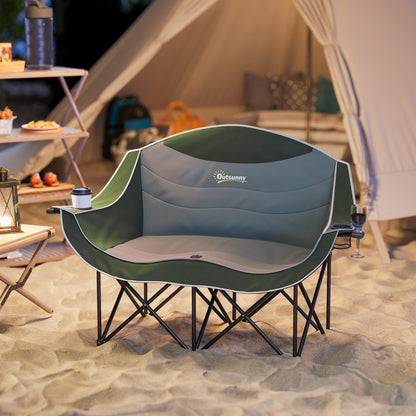 2-Person Folding Camping Chair with Cup Holders and Carry Bag — Padded Double Seat, Lightweight, Heavy-Duty up to 250 kg