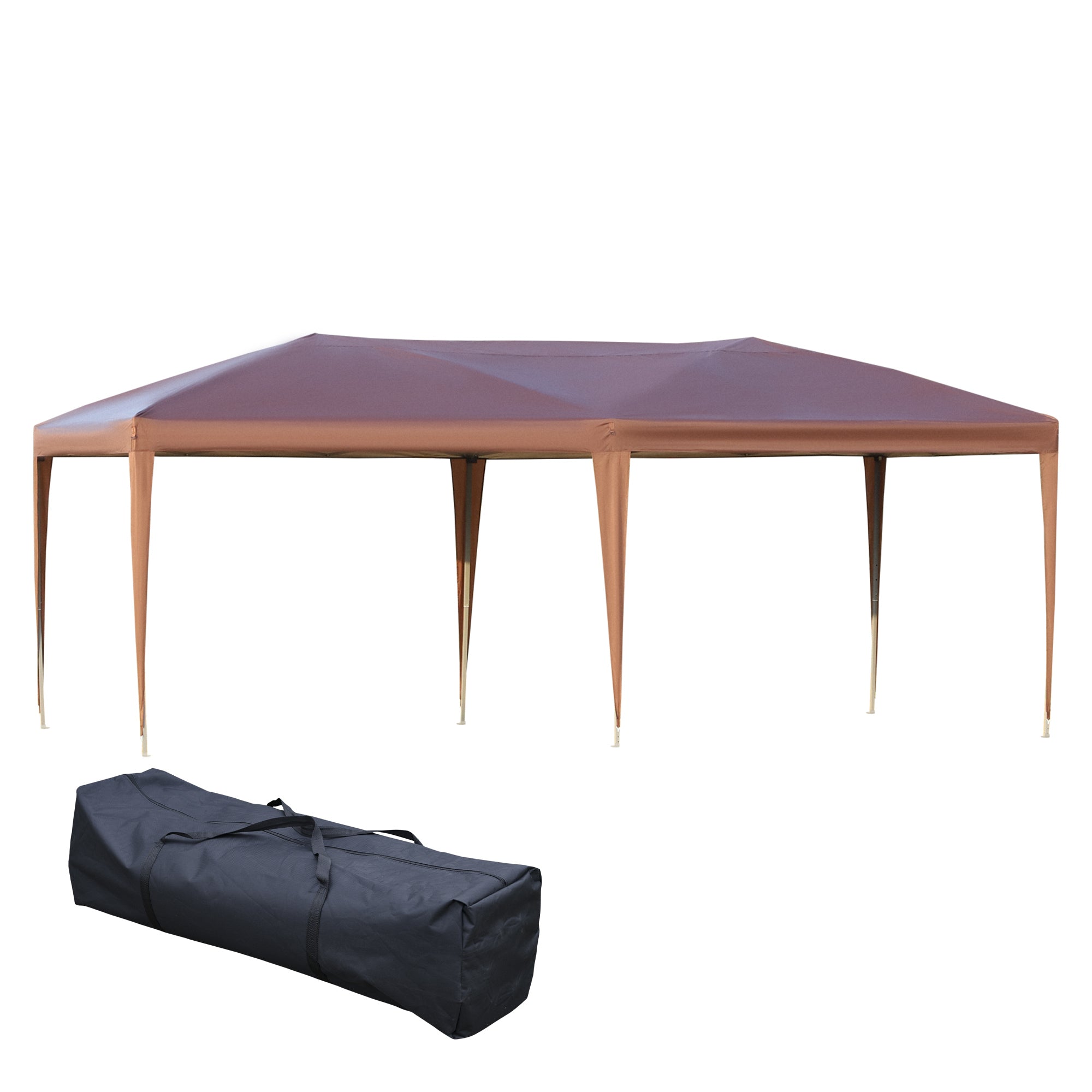 Folding Gazebo 3x6m Outdoor Garden Canopy Pop-Up Gazebo Folding Tent Included Epoxy Steel High-Density Oxford Brown