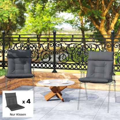 4-Pack Chair Cushions 43.9 x 20.9 x 3.15 in, Water-Resistant, Non-Slip, Tied Seat Pads for Indoor/Outdoor Furniture, Dark Gray