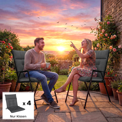 4-Pack Chair Cushions 43.9 x 20.9 x 3.15 in, Water-Resistant, Non-Slip, Tied Seat Pads for Indoor/Outdoor Furniture, Dark Gray