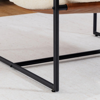 Bouclé Accent Chair – Plush Wide Seat, Carbon Steel Frame, Cream